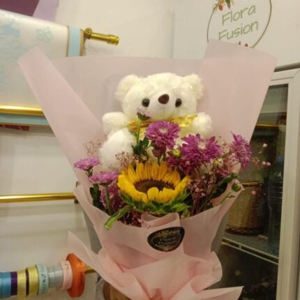 sunrise floral & Teddy bear gift